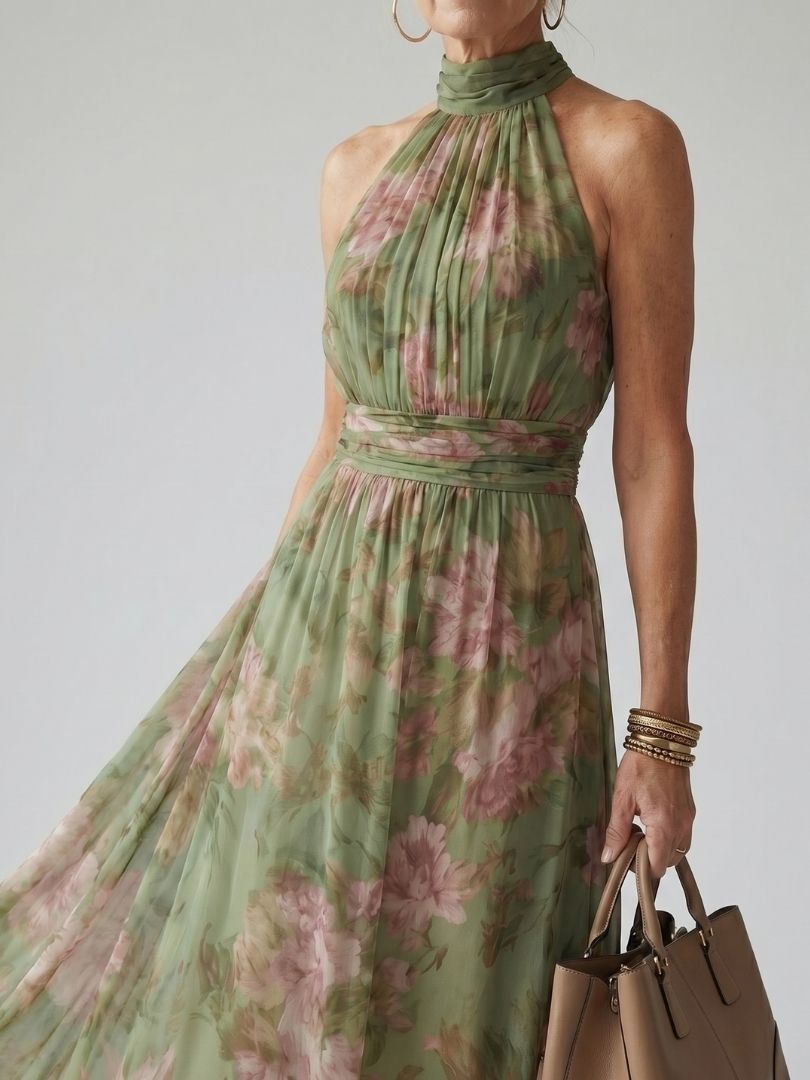 Mirelle | Samlet Halter Midi Kjole